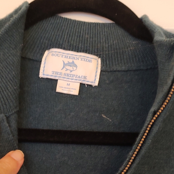 Southern Tide Men's Teal Zip-Up Sweater - Picture 2 of 3